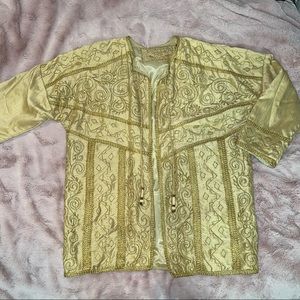 100% Silk Indian Jacket Gold Authentic